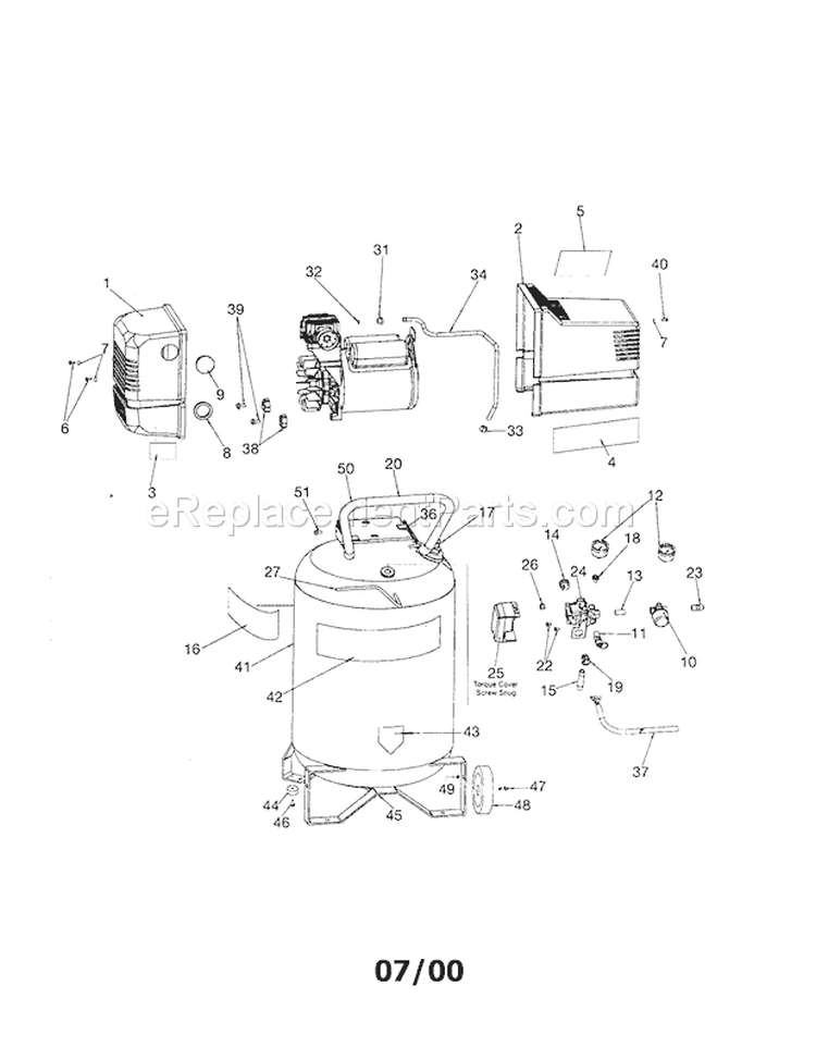 Air Compressor Diagram Diagram and Parts List for 919165231  Craftsman Compressor