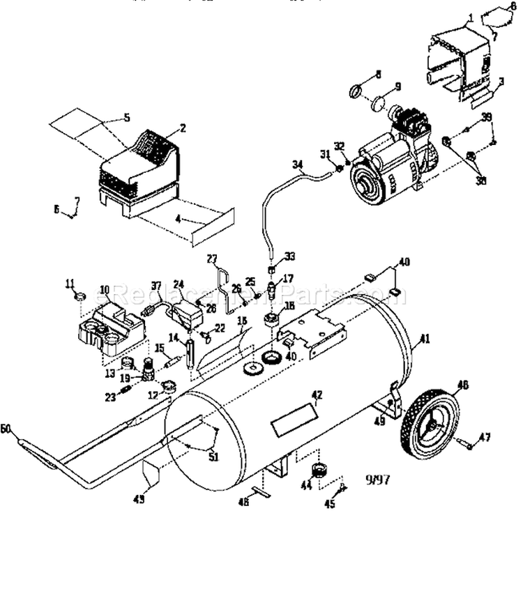 Air Compressor Diagram and Parts List for 919165300  Craftsman Compressor