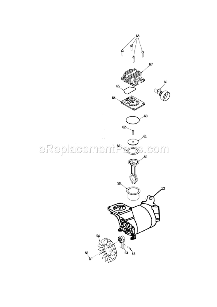 Compressor Pump Diagram and Parts List for 919165310  Craftsman Compressor