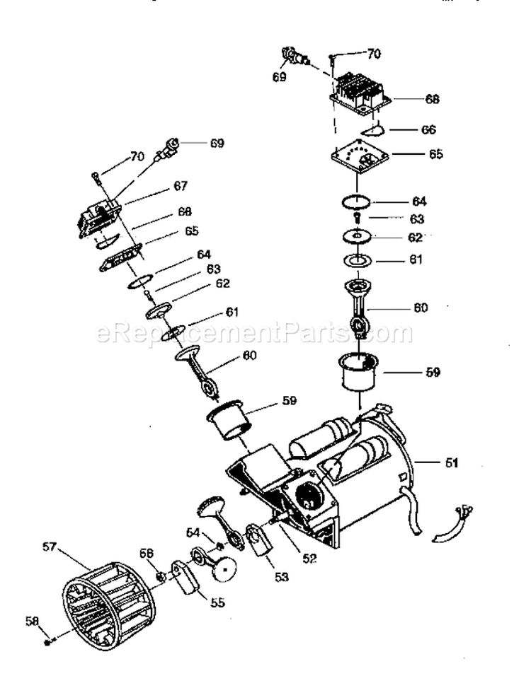 Compressor Pump Diagram and Parts List for 919165330  Craftsman Compressor