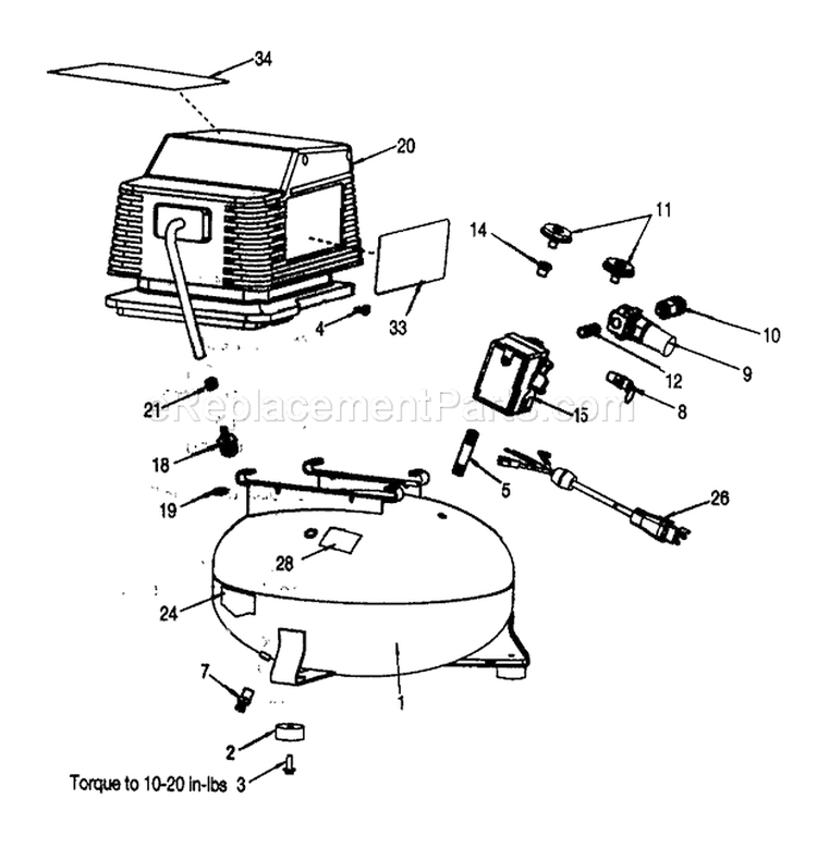 Compressor Diagram and Parts List for 919165381  Craftsman Compressor