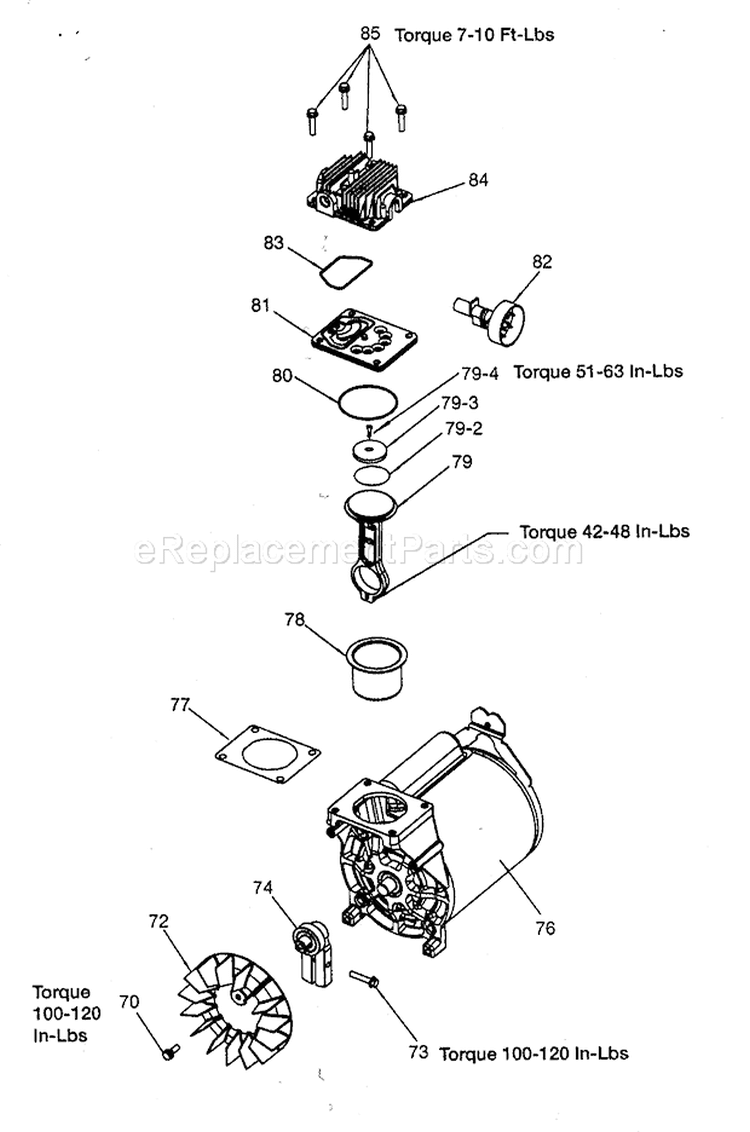 Motor Assy Diagram and Parts List for 919165511  Craftsman Compressor