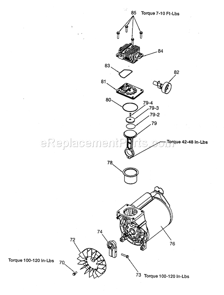 Motor Assy Diagram and Parts List for 919165521  Craftsman Compressor