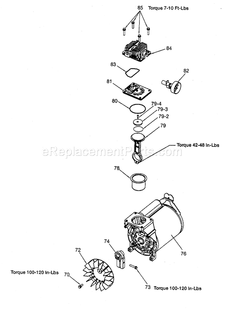 Pump Assy Diagram and Parts List for 919165530  Craftsman Compressor