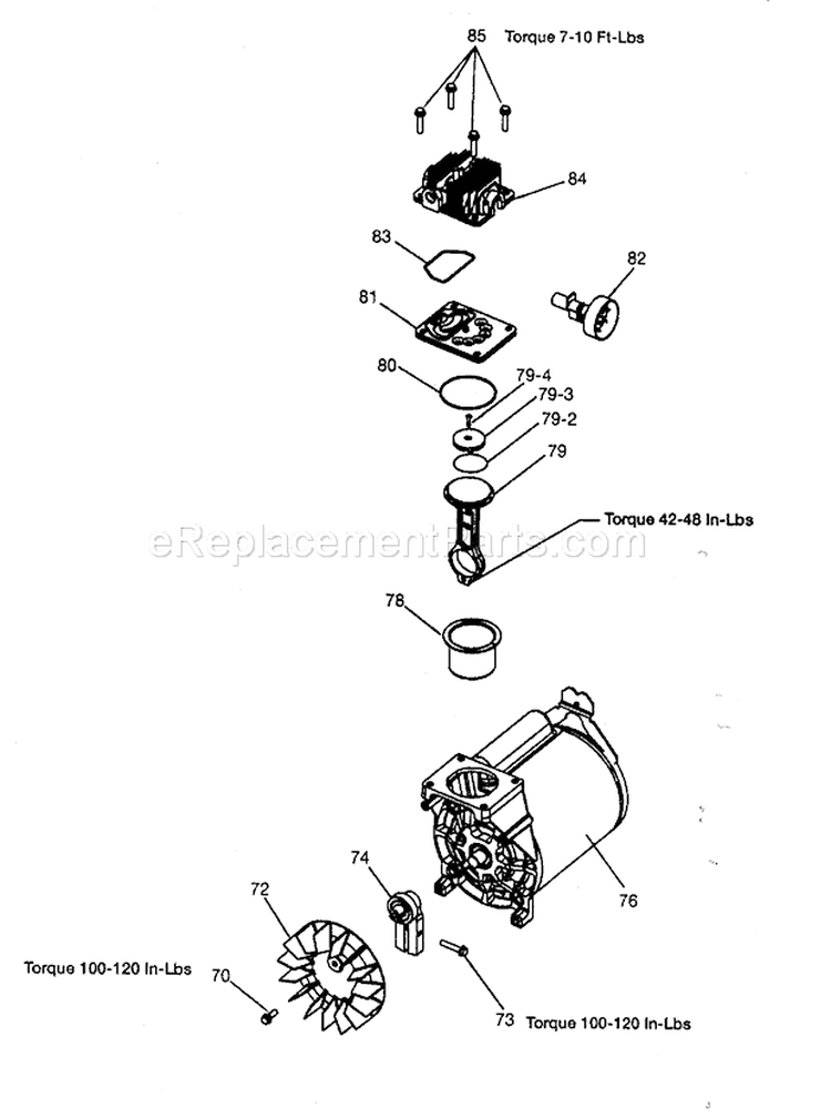 Pump Assy Diagram and Parts List for 919165540  Craftsman Compressor