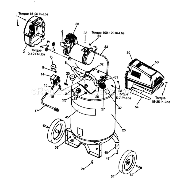 Compressor Diagram and Parts List for 919165570  Craftsman Compressor
