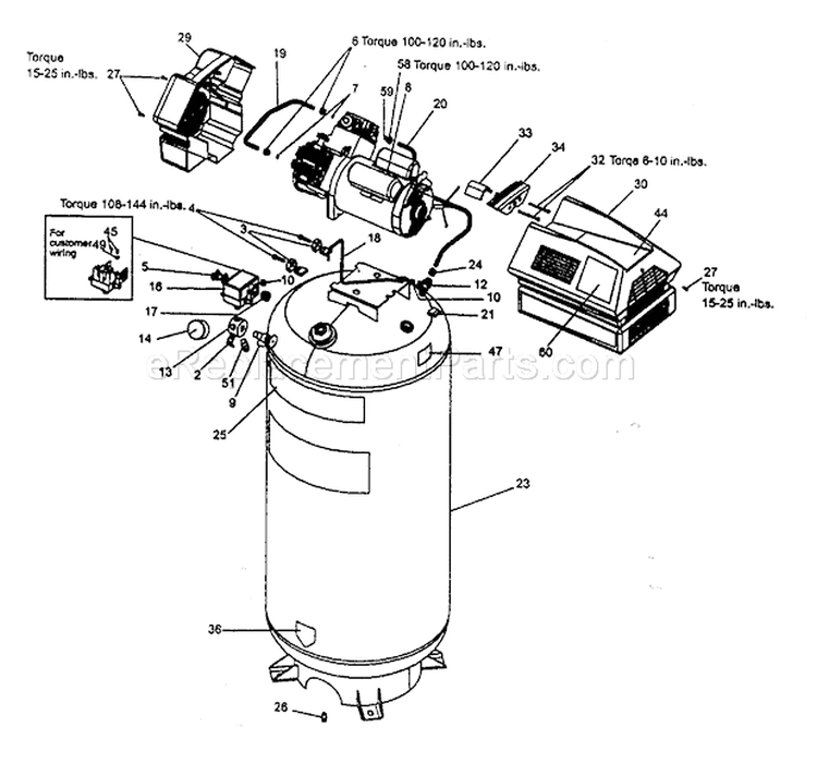 Compressor Diagram and Parts List for 919165611  Craftsman Compressor