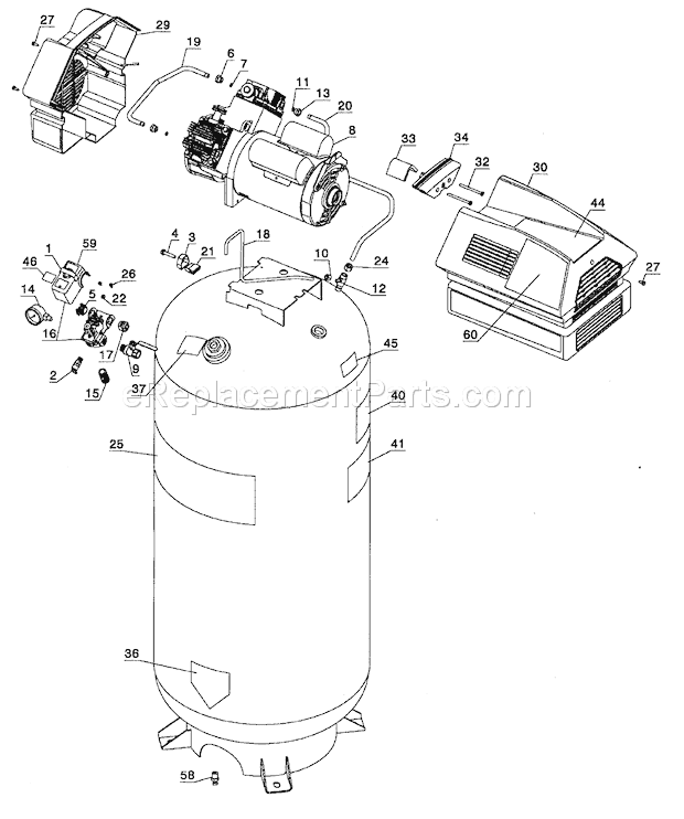Compressor Diagram and Parts List for 919165613  Craftsman Compressor