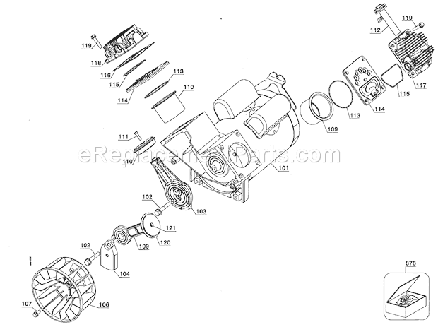 Pump Asy Diagram and Parts List for 919165613  Craftsman Compressor