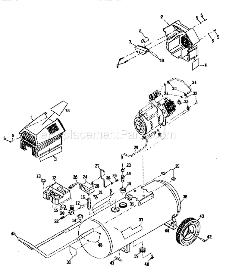 Air Compressor Diagram and Parts List for 919166330  Craftsman Compressor