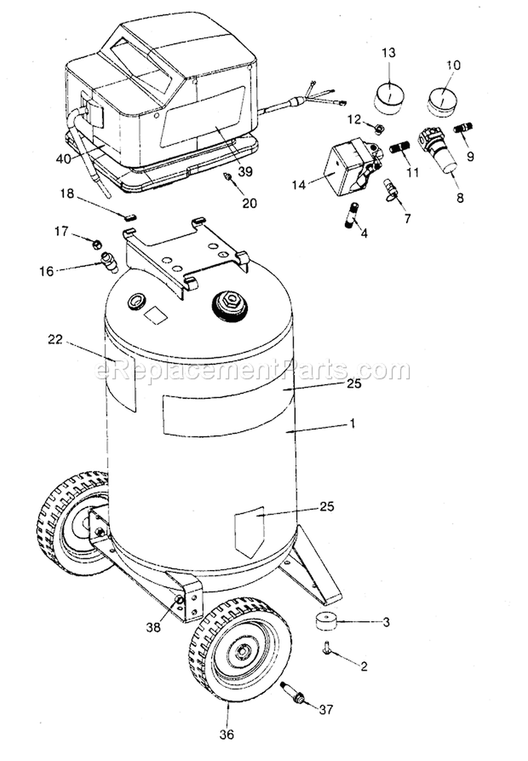 Cabinet Parts Diagram and Parts List for 919166440  Craftsman Compressor