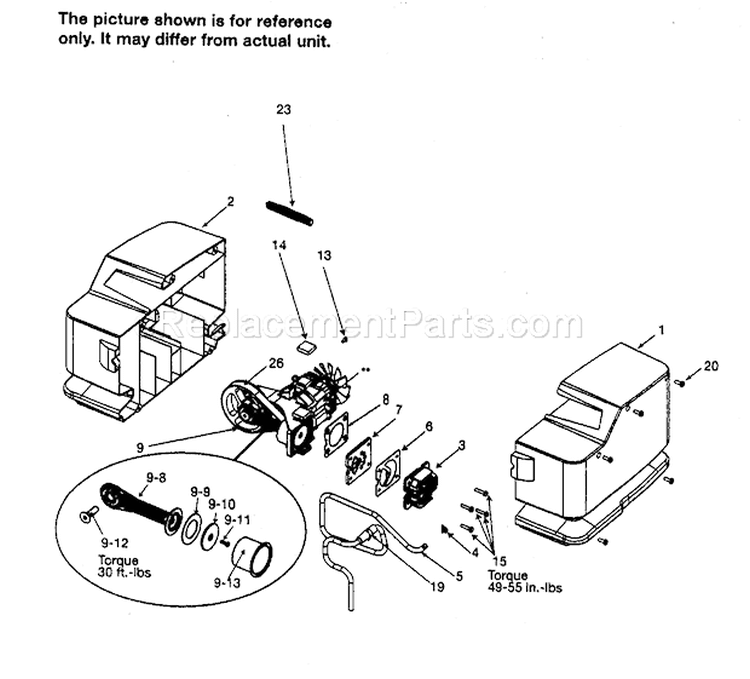 Pump Assy Diagram and Parts List for 919166440  Craftsman Compressor