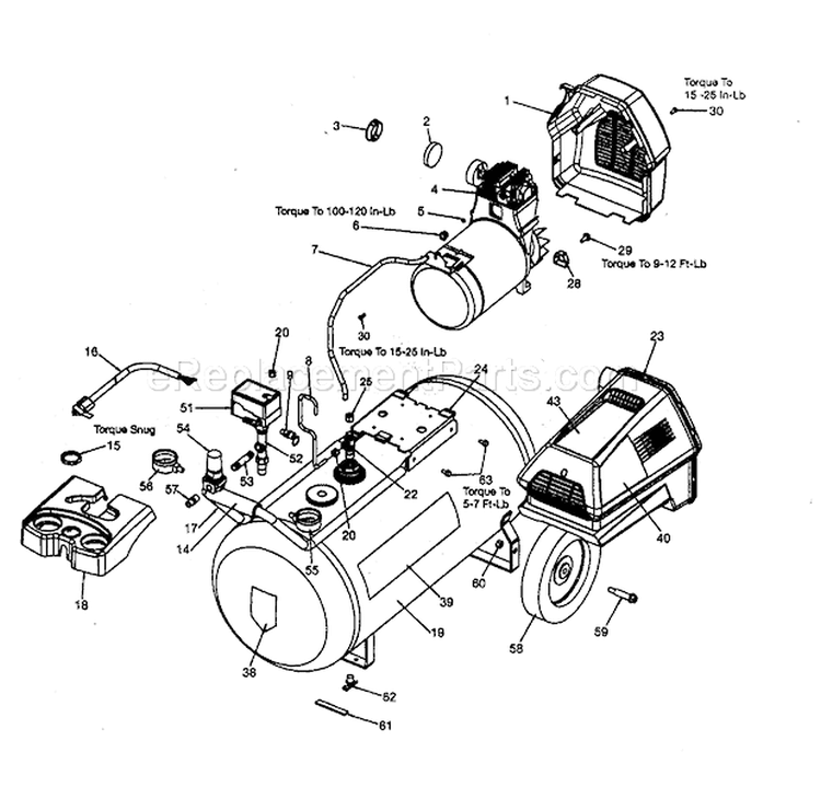 Compressor Diagram and Parts List for 919167211  Craftsman Compressor