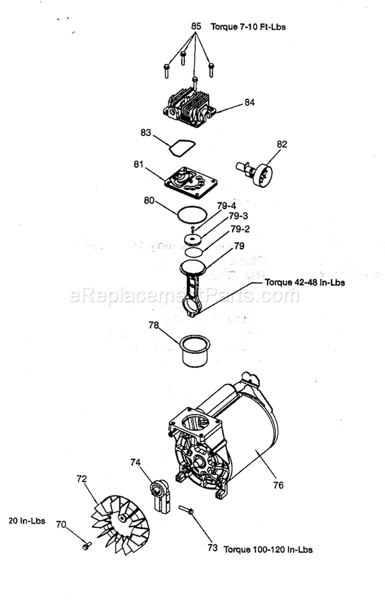 Motor Assy Diagram and Parts List for 919167211  Craftsman Compressor