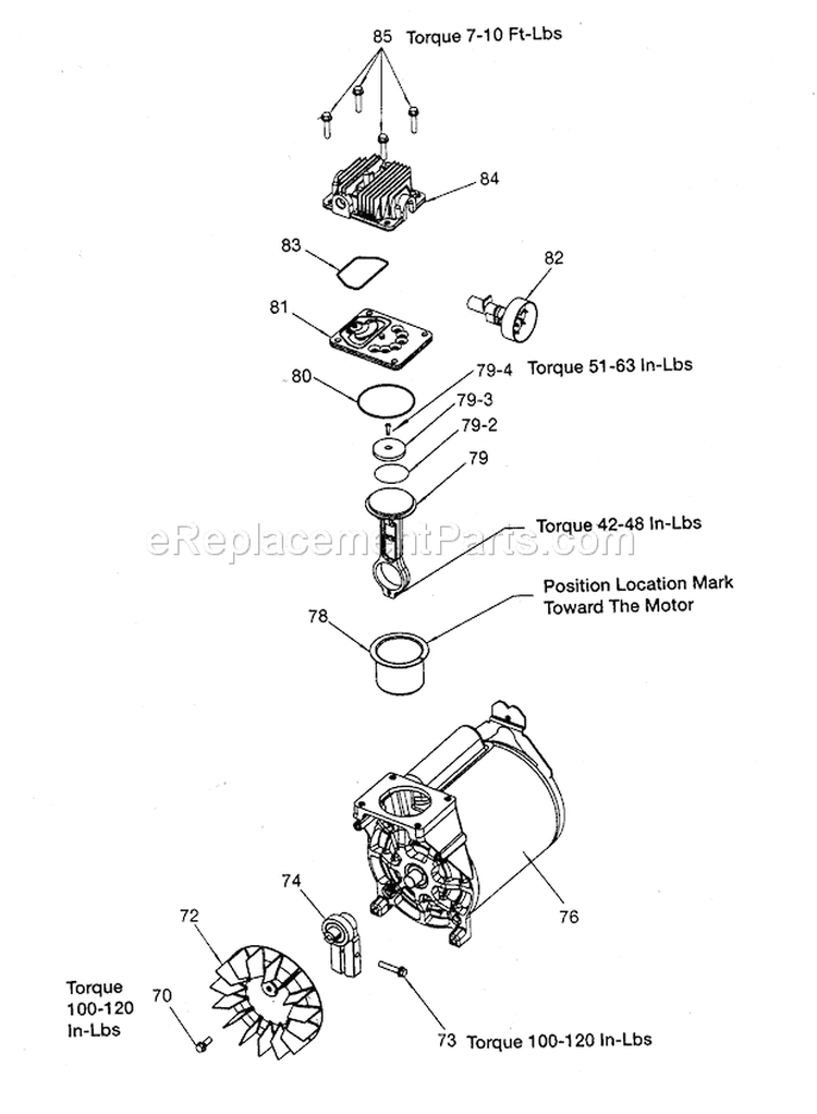 Pump Diagram and Parts List for 919167220  Craftsman Compressor