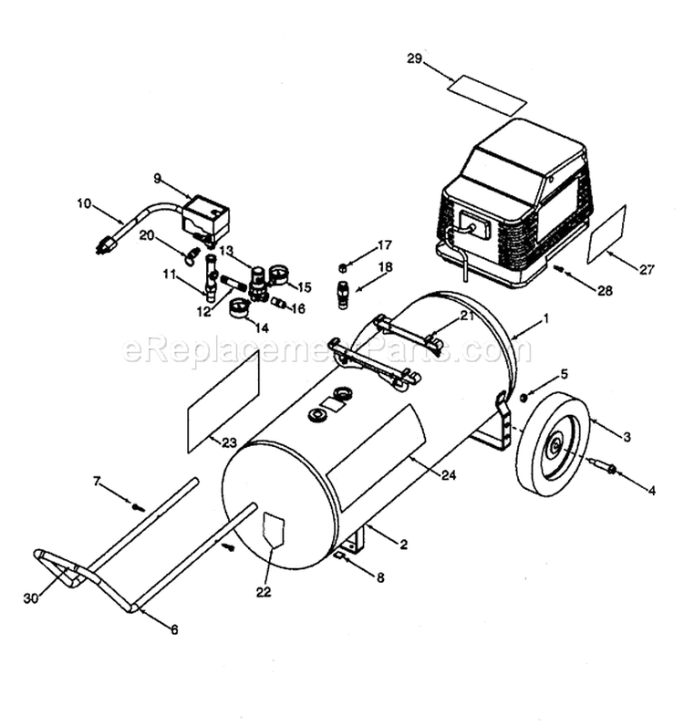 Compressor Diagram and Parts List for 919167242  Craftsman Compressor