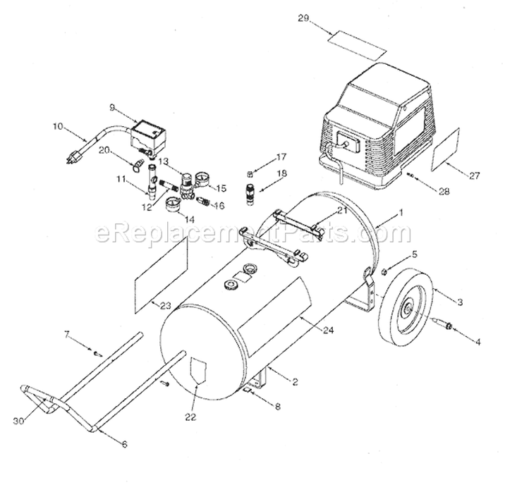 Cabinet Parts Diagram and Parts List for 919167243  Craftsman Compressor