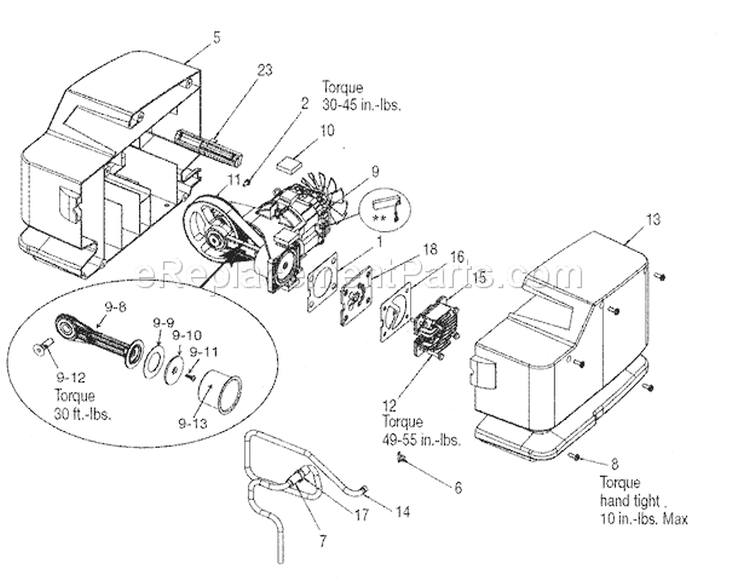 Pump Assy Diagram and Parts List for 919167243  Craftsman Compressor