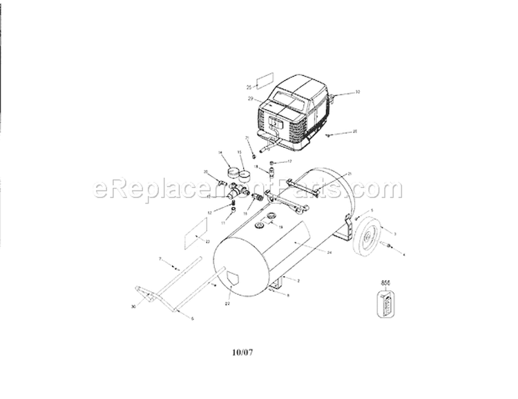 Air Compressor Diagram and Parts List for 919167270  Craftsman Compressor