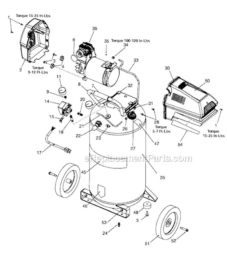 Air Compressor Diagram and Parts List for 919167280  Craftsman Compressor