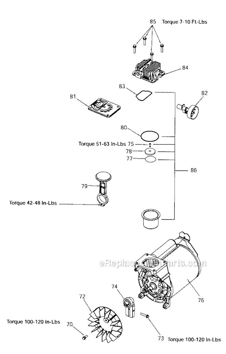 Pump Diagram and Parts List for 919167280  Craftsman Compressor