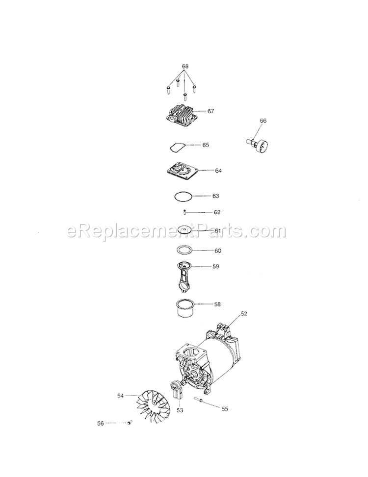 Compressor Pump Diagram Diagram and Parts List for 919167300  Craftsman Compressor