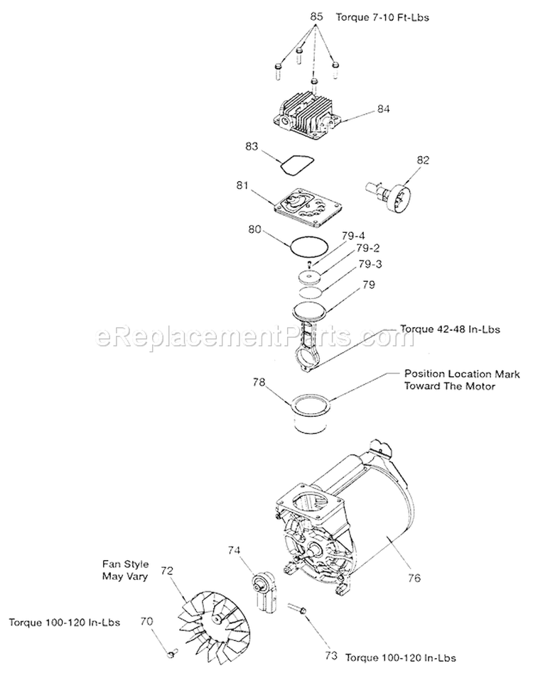 Pump Diagram and Parts List for 919167310  Craftsman Compressor