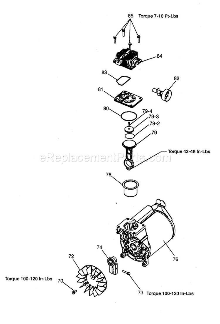 Pump Assy Diagram and Parts List for 919167312  Craftsman Compressor