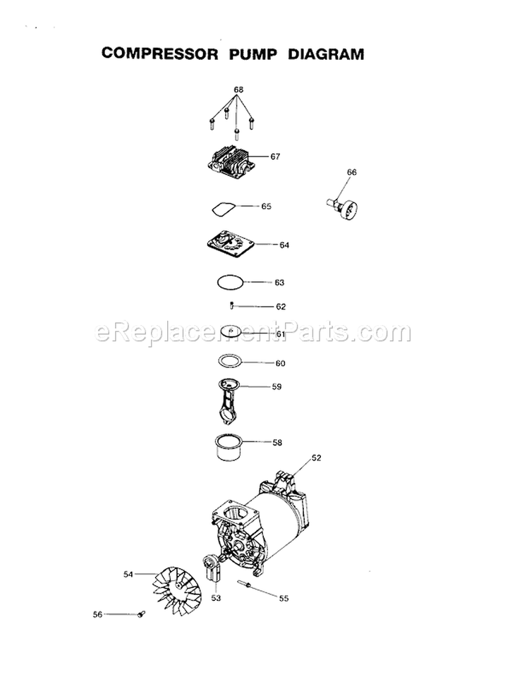 Compressor Pump Diagram Diagram and Parts List for 919167330  Craftsman Compressor