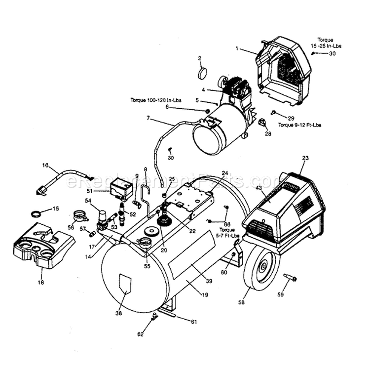 Compressor Diagram and Parts List for 919167342  Craftsman Compressor