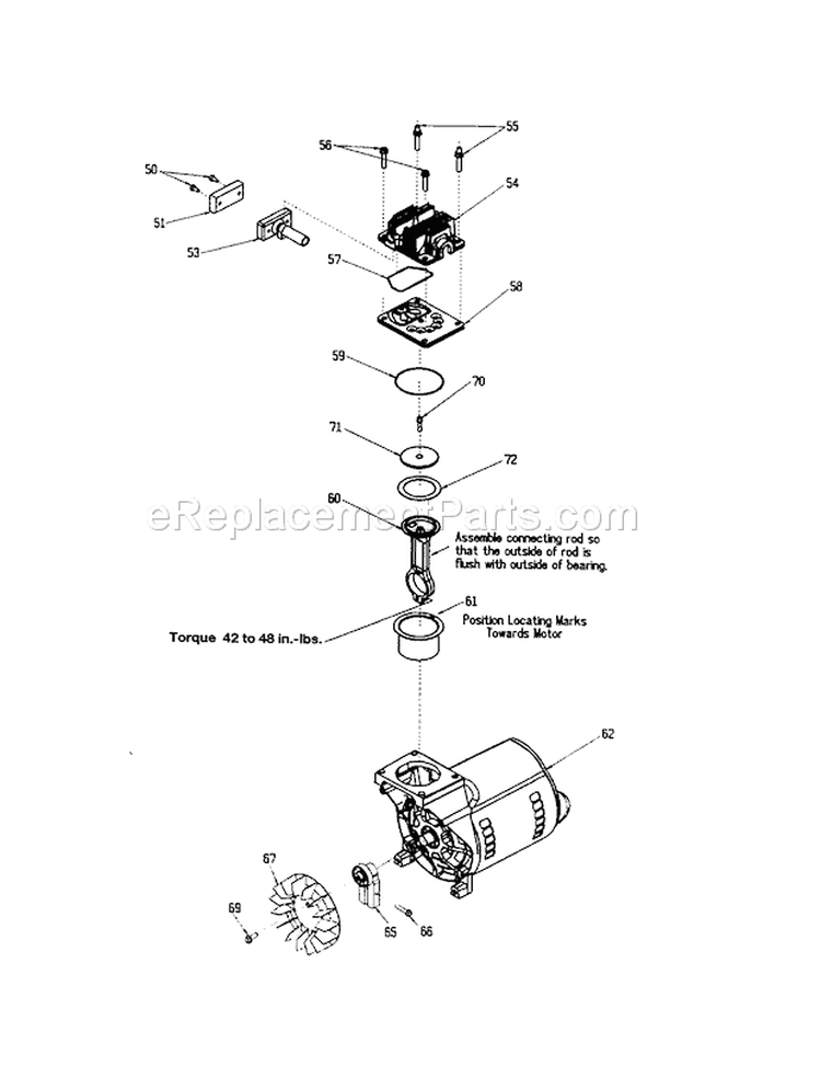 Compressor Pump Diagram and Parts List for 919167350  Craftsman Compressor