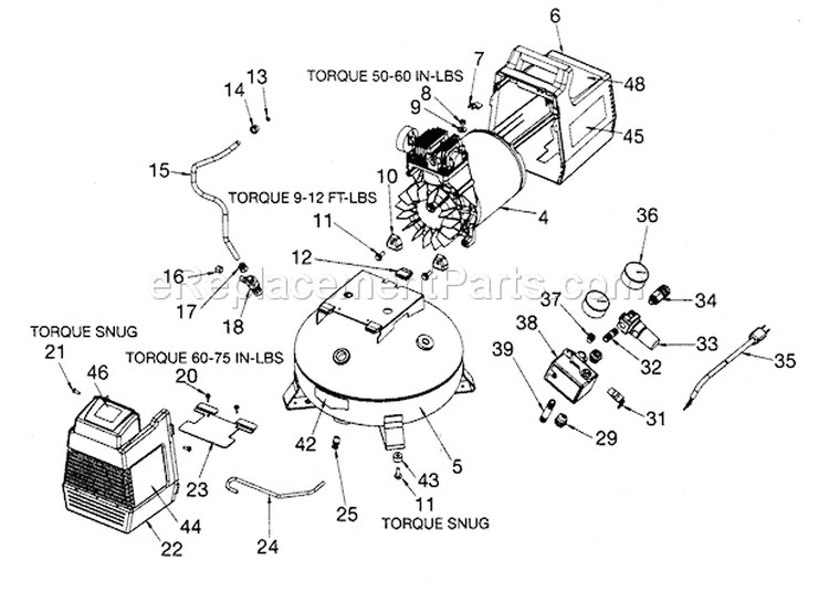 Compressor Diagram and Parts List for 919167361  Craftsman Compressor