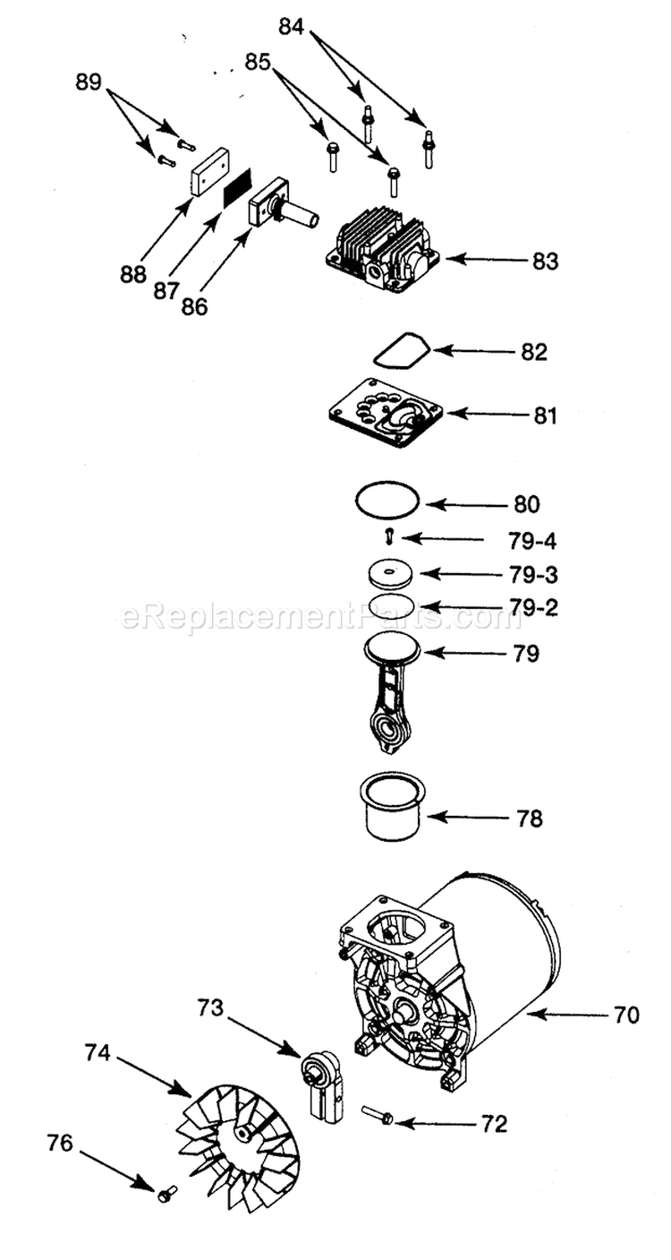 Pump Assy Diagram and Parts List for 919167361  Craftsman Compressor