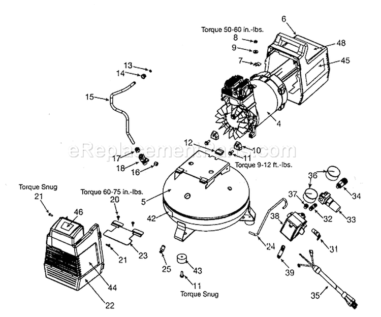 Compressor Diagram and Parts List for 919167362  Craftsman Compressor