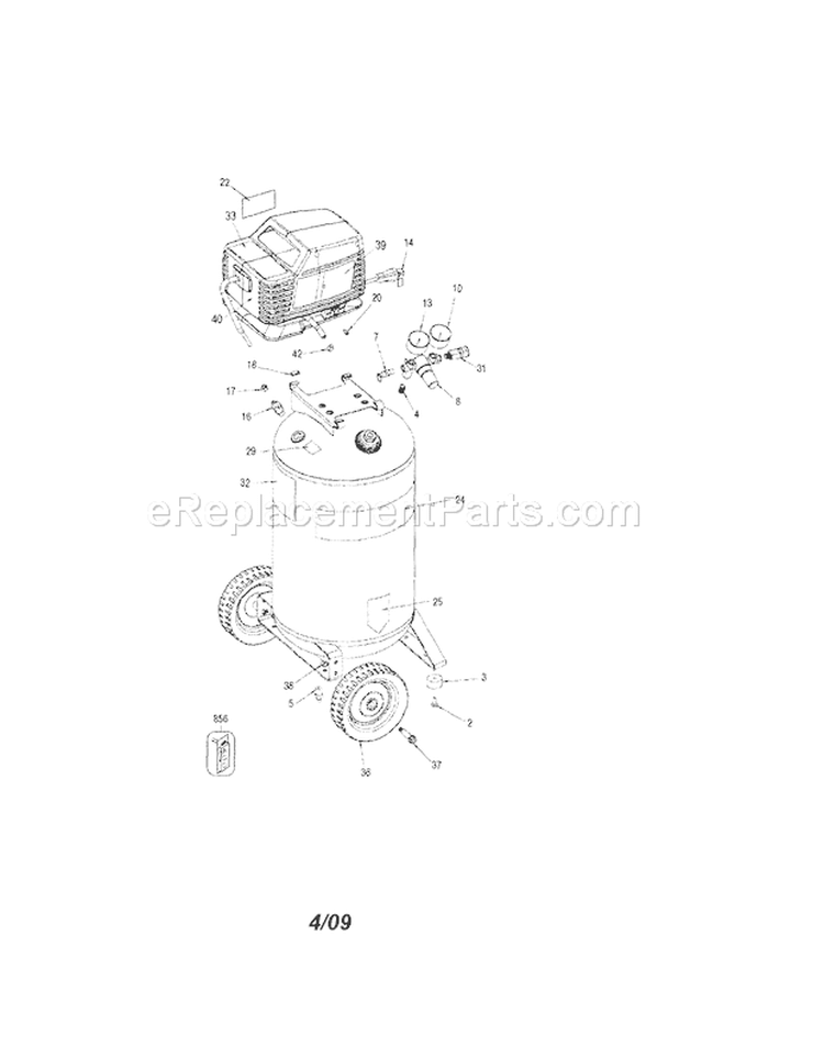 Air Compressor Diagram and Parts List for 919167370  Craftsman Compressor