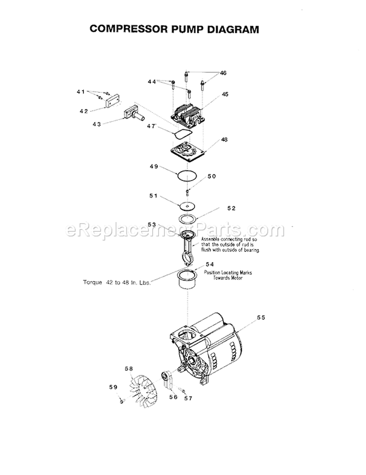 Compressor Pump Diagram and Parts List for 919167450  Craftsman Compressor