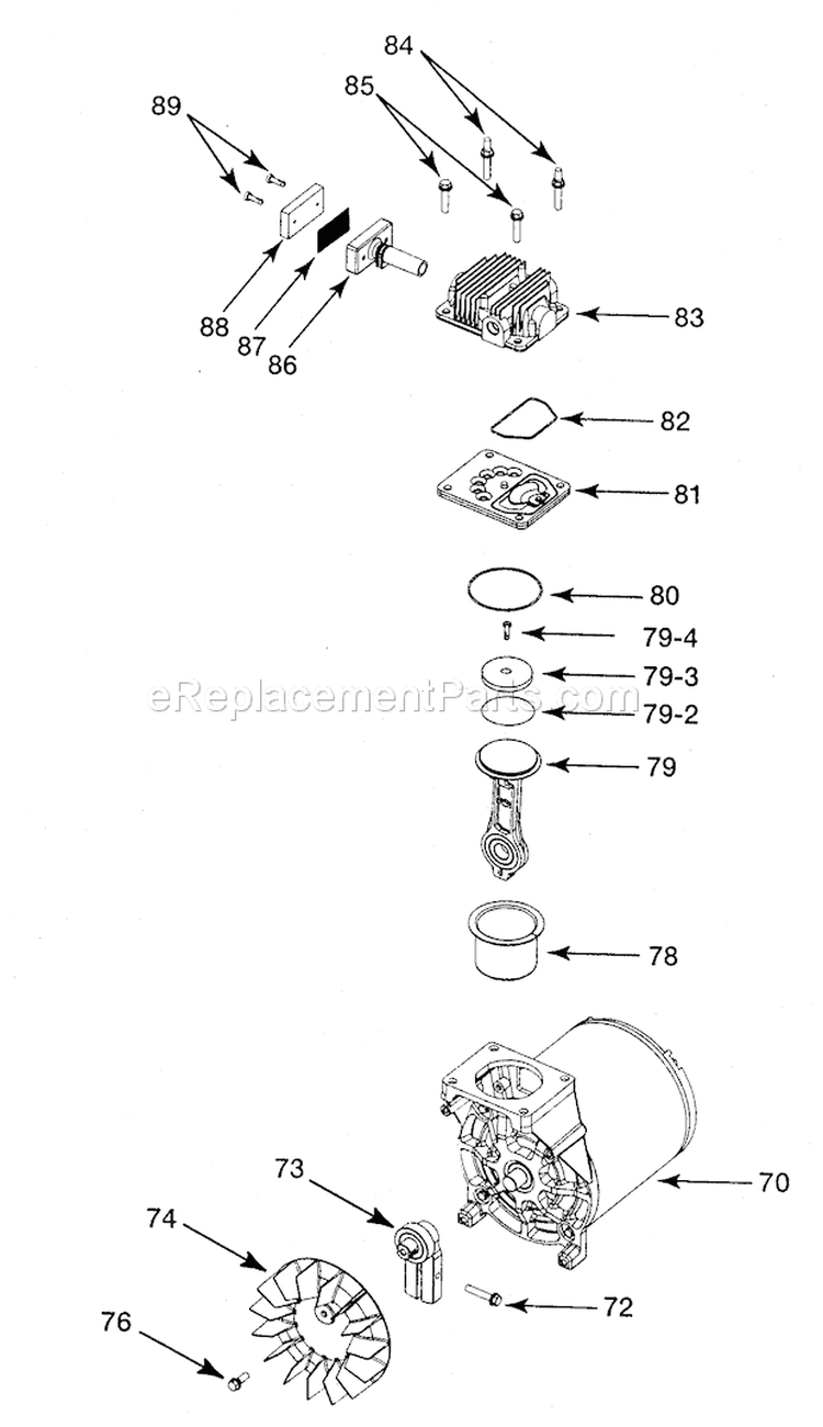 Pump Diagram and Parts List for 919167460  Craftsman Compressor