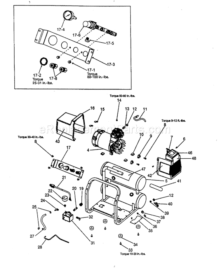 Compressor Diagram and Parts List for 919167461  Craftsman Compressor