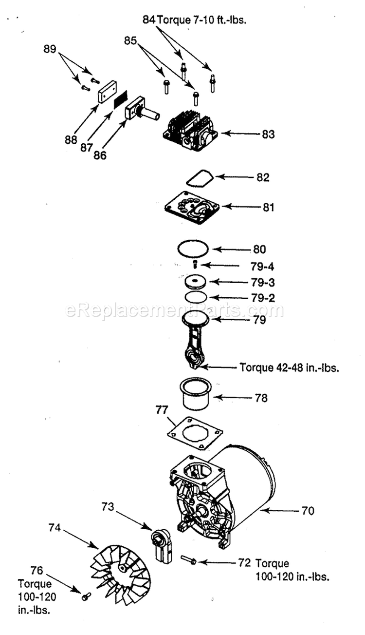 Motor Assy Diagram and Parts List for 919167461  Craftsman Compressor