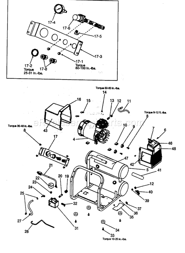 Compressor Diagram and Parts List for 919167462  Craftsman Compressor
