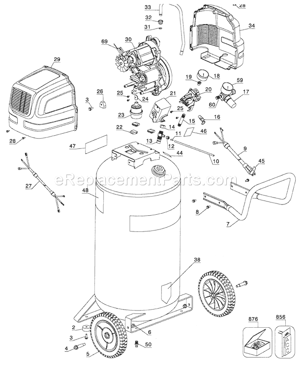 Compressor Diagram and Parts List for 91916770  Craftsman Compressor