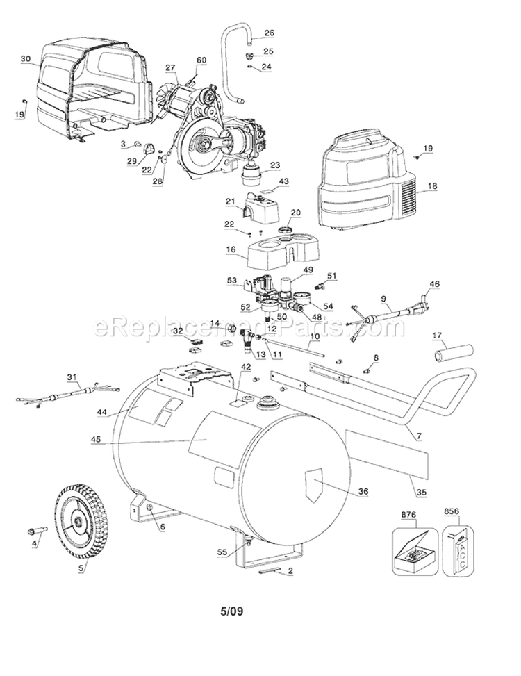 Shroud/Tank Diagram and Parts List for 919167710  Craftsman Compressor