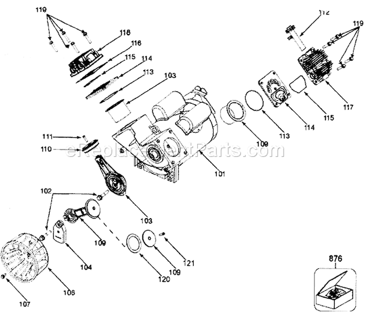 Pump Assy Diagram and Parts List for 919167784  Craftsman Compressor