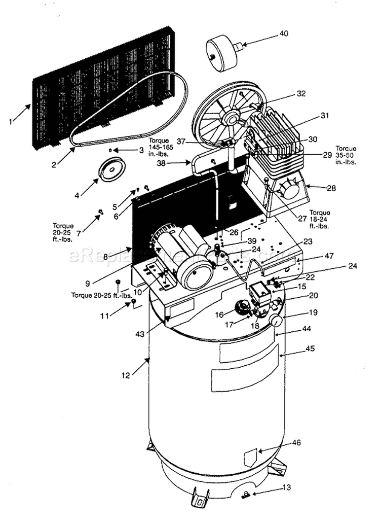 Compressor Diagram and Parts List for 919167802  Craftsman Compressor