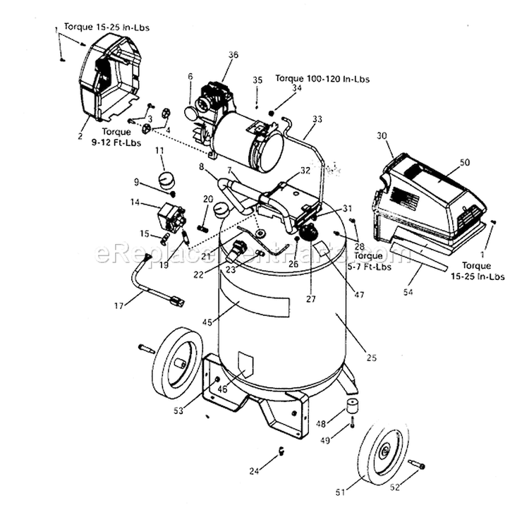 Tank Assy Diagram and Parts List for 919168700  Craftsman Compressor