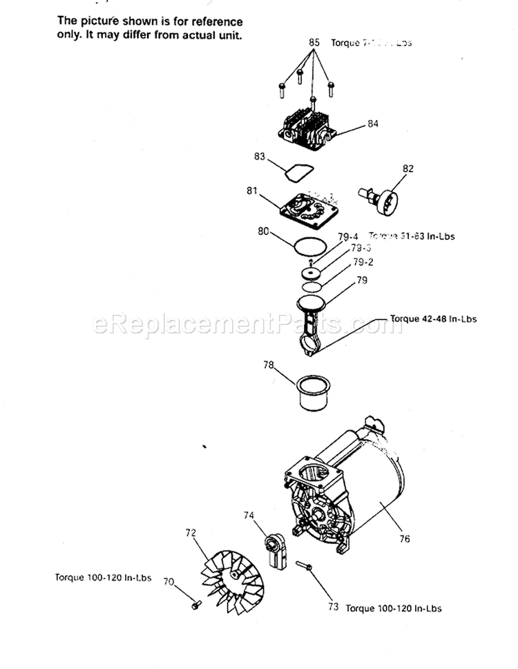 Pump Assy Diagram and Parts List for 919168700  Craftsman Compressor