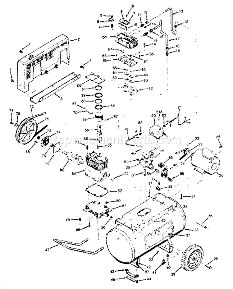 Page A Diagram and Parts List for 919174311  Craftsman Compressor