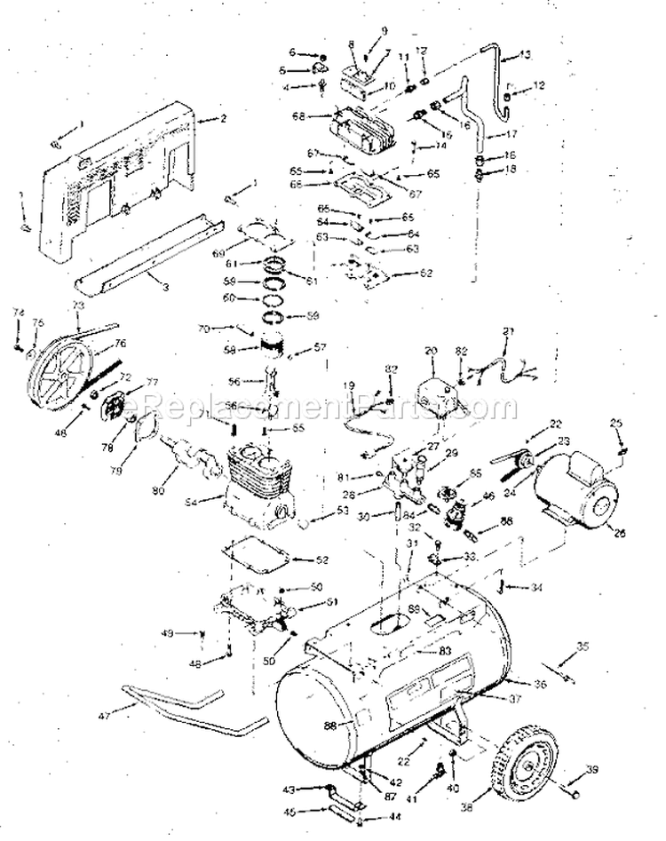 Replacement Parts Diagram and Parts List for 919174320  Craftsman Compressor