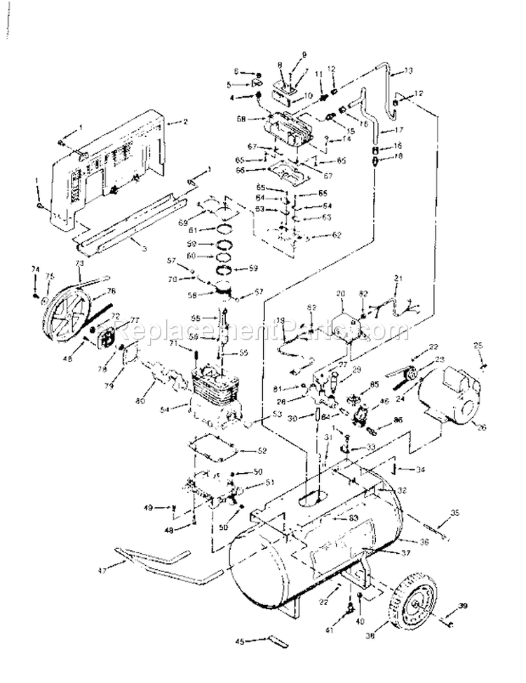 Page A Diagram and Parts List for 919174360  Craftsman Compressor