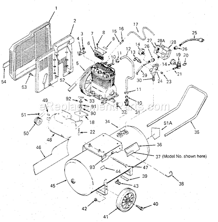 Page A Diagram and Parts List for 919176120  Craftsman Compressor